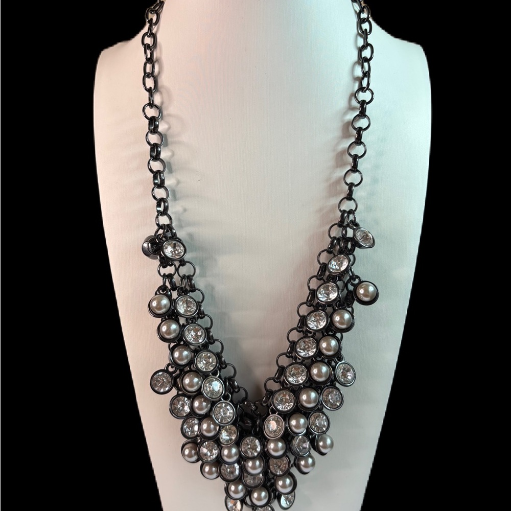 Sophisticated Black And Silver Statement Necklace - image 2